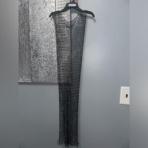 Rhinestone Sheer Fishing Net Dress